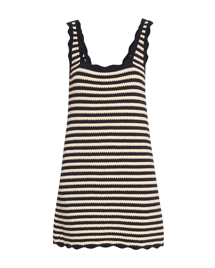 Ciao Lucia Domeka Stripe Crochet-Knit Mini Dress