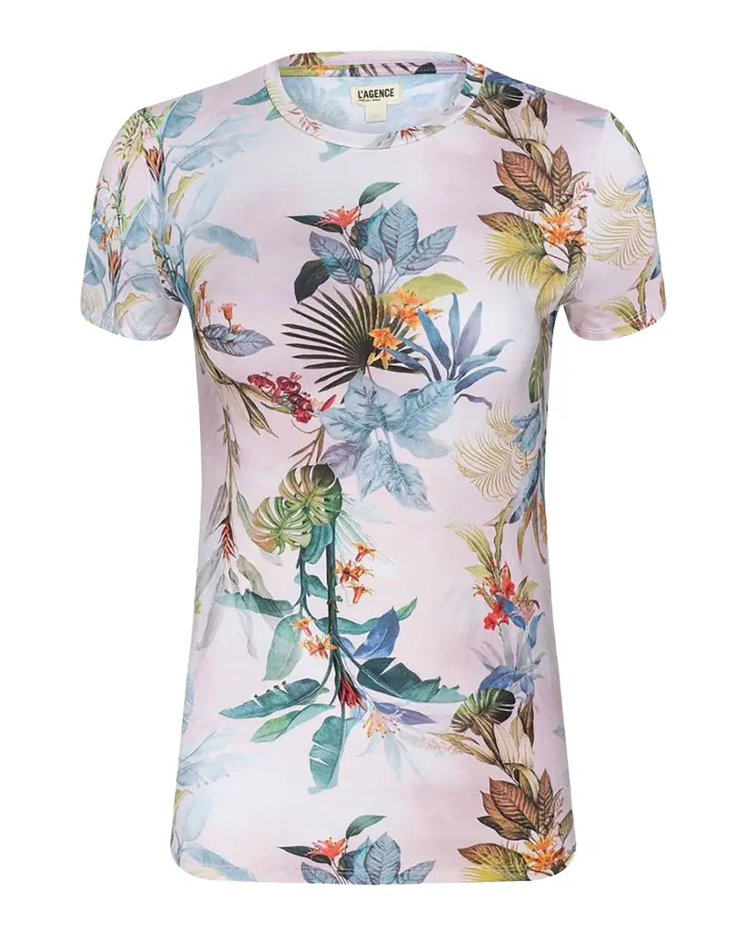 L 'Agence Ressi Fitted Floral-Print T-Shirt