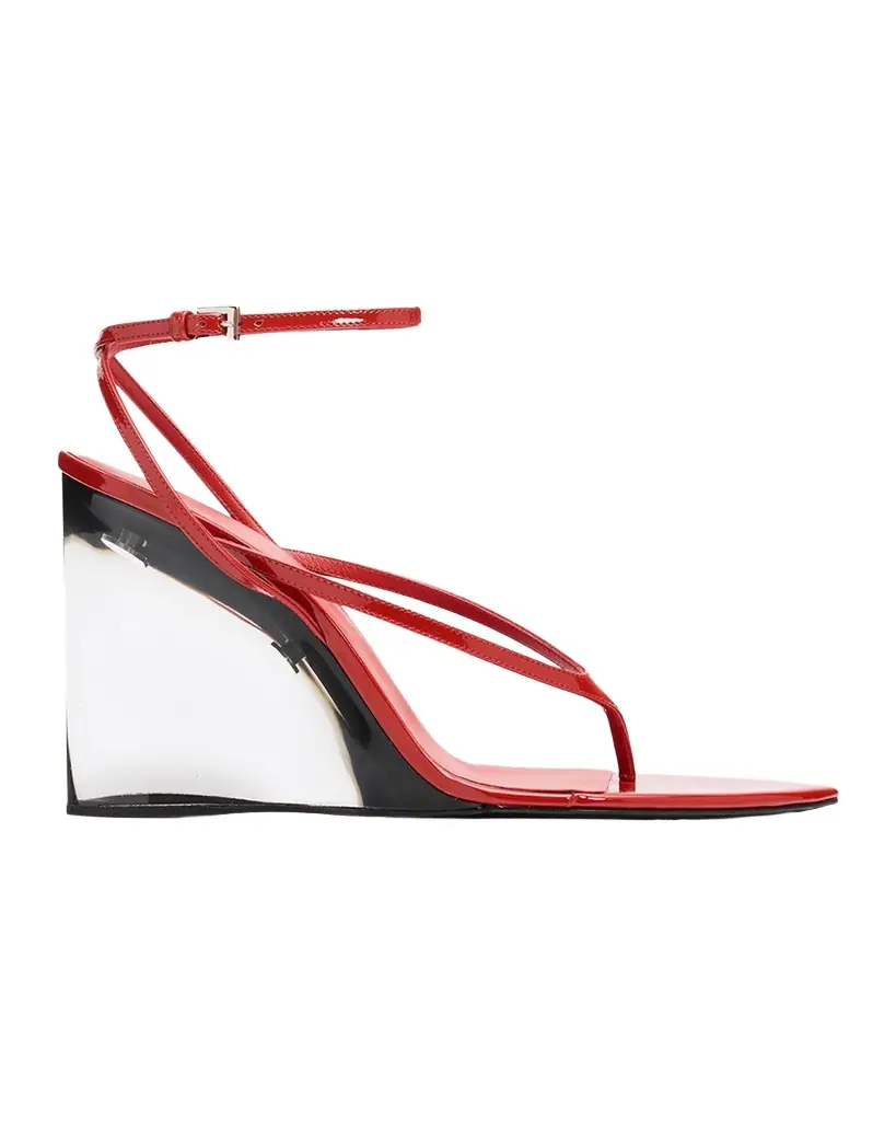 ALAIA 90mm Patent Leather Wedge Sandals