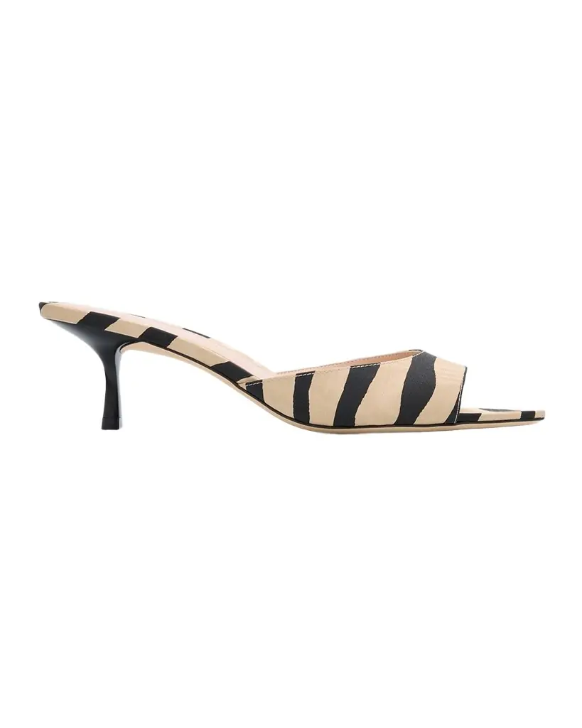 Stuart Weitzman 50mm Lexington Zebra-Printed Grosgrain Mules