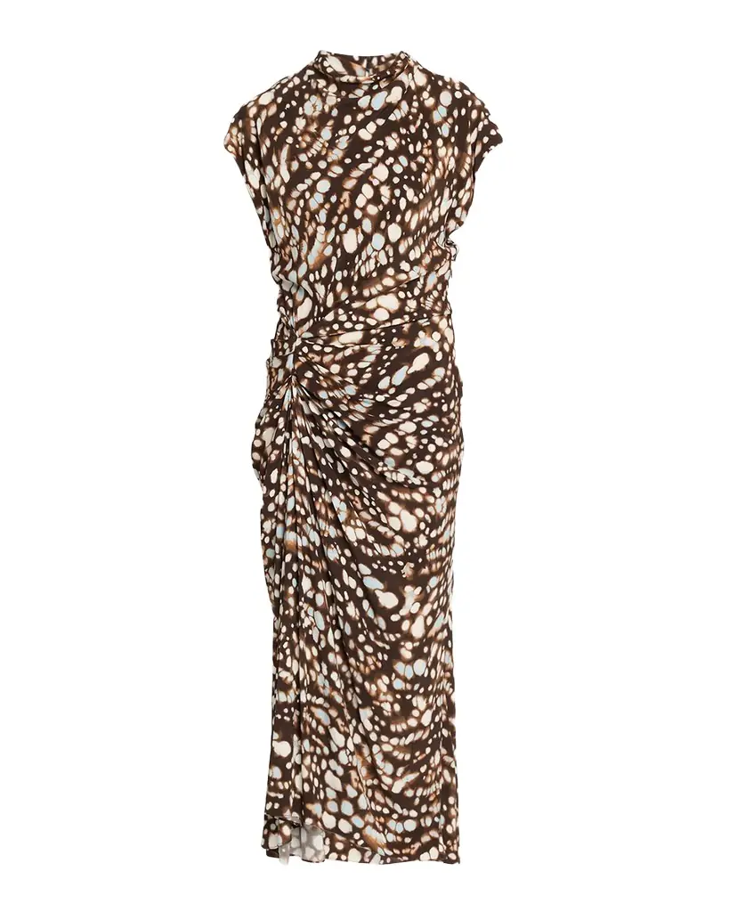 A.L.C. Alma Ruched Viscose Twill Midi Dress
