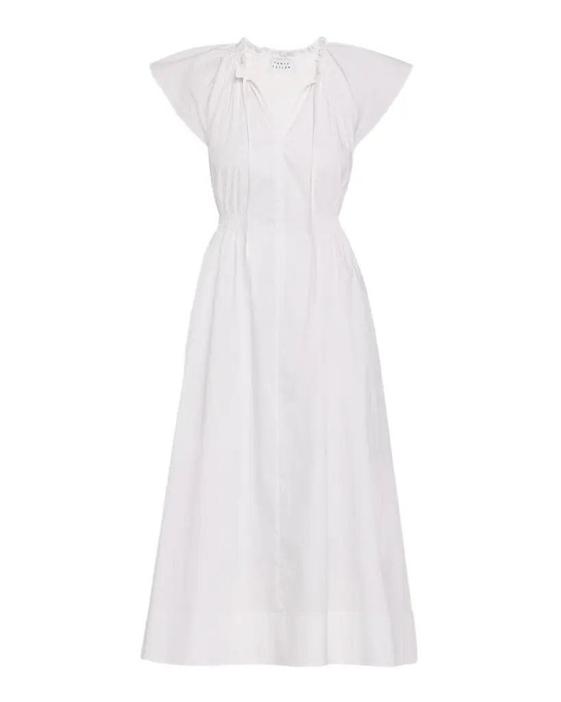 Tanya Taylor Ivana Smocked Cotton-Blend Midi Dress