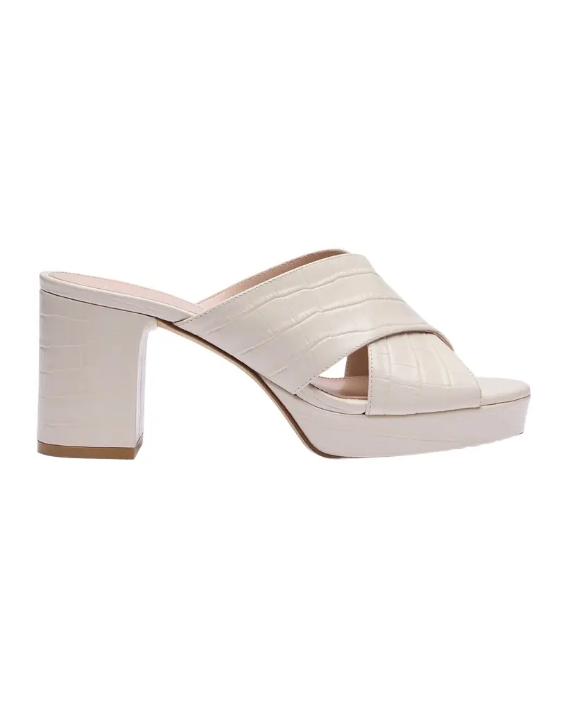 Stuart Weitzman 80mm Dayna Croc-Embossed Leather Platform Sandals
