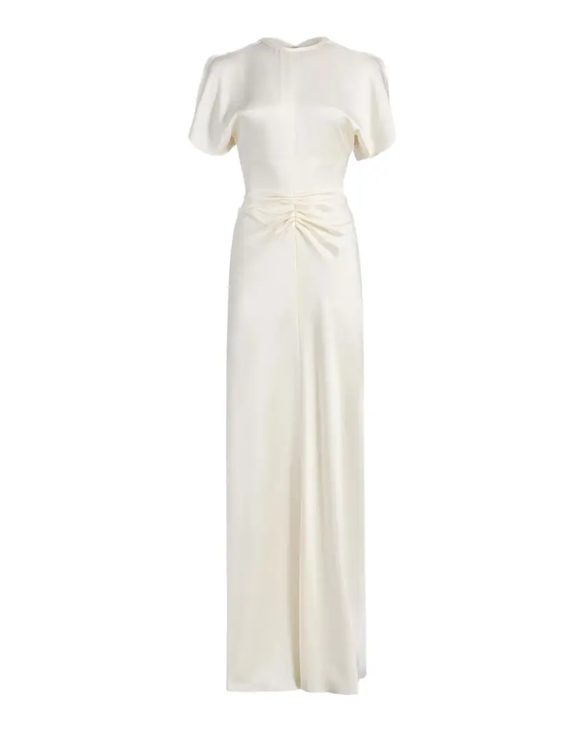 Victoria Beckham Gathered Waist Satin Maxi Dress