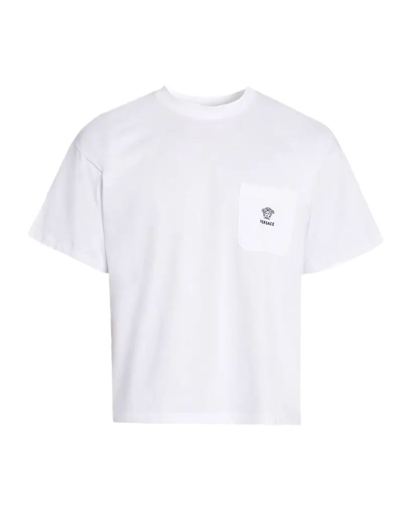Versace Men 's Embroidered-Medusa Jersey Pocket Crewneck T-Shirt