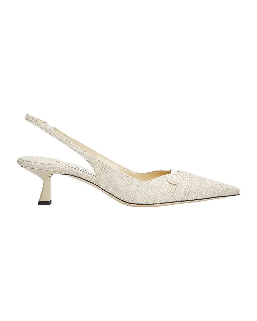Jimmy Choo Amita 45mm Raffia Slingback Pumps