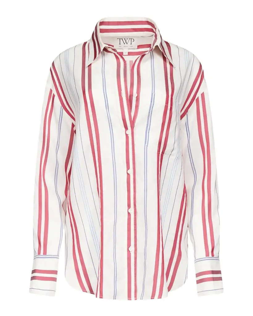 TWP Big Joe Striped Silk Button-Front Shirt