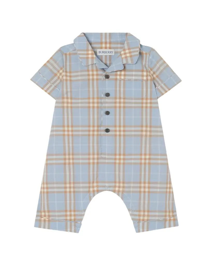 Burberry Boy 's Andreas Check Cotton Playsuit, Size 1M-18M