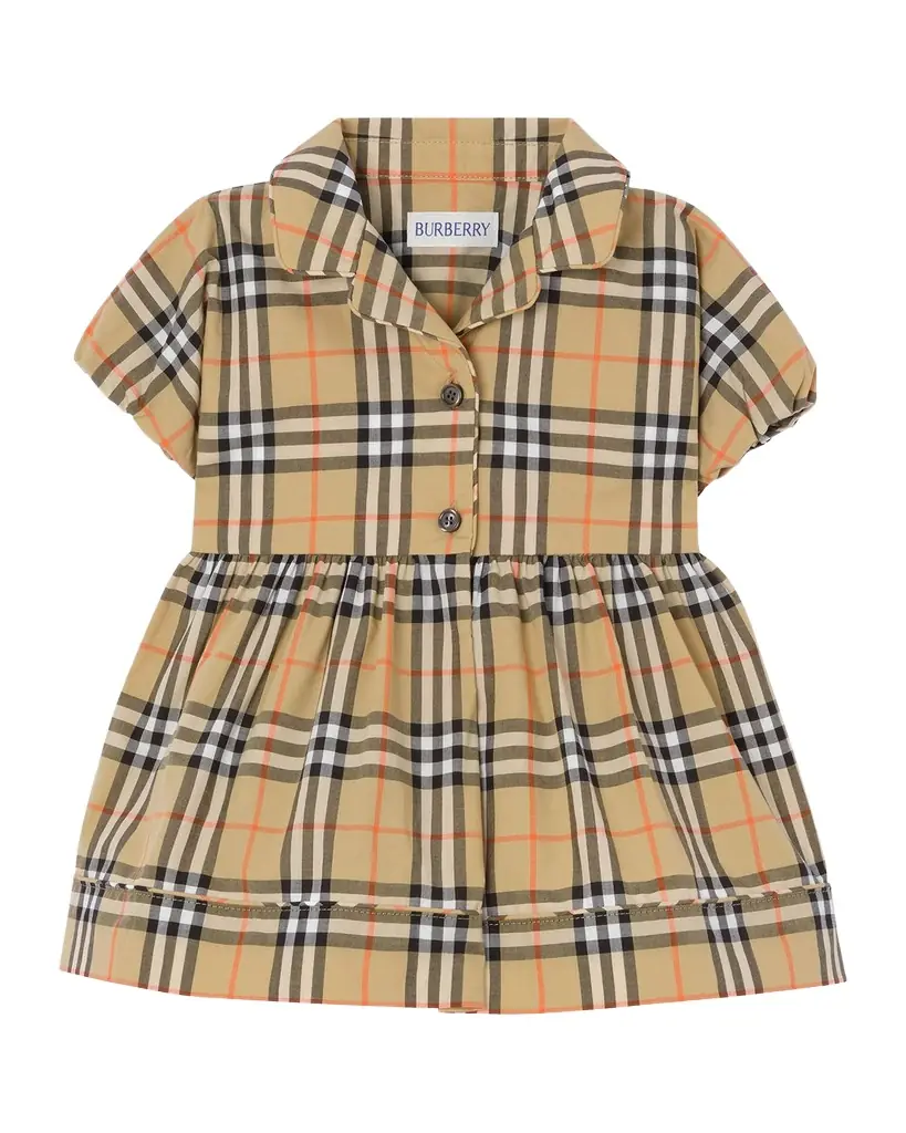 Burberry Girl 's Bea Check Cotton Dress & Bloomers Set, Size 3M-18M