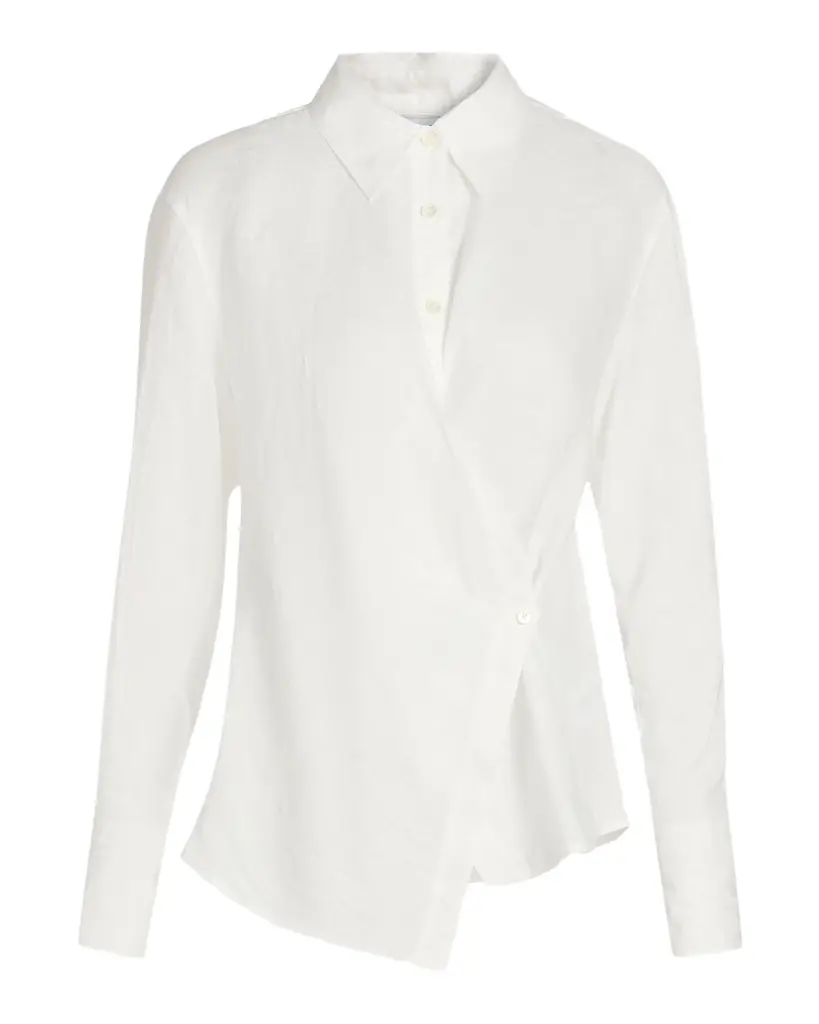Veronica Beard Perezzi Asymmetric Linen Shirt