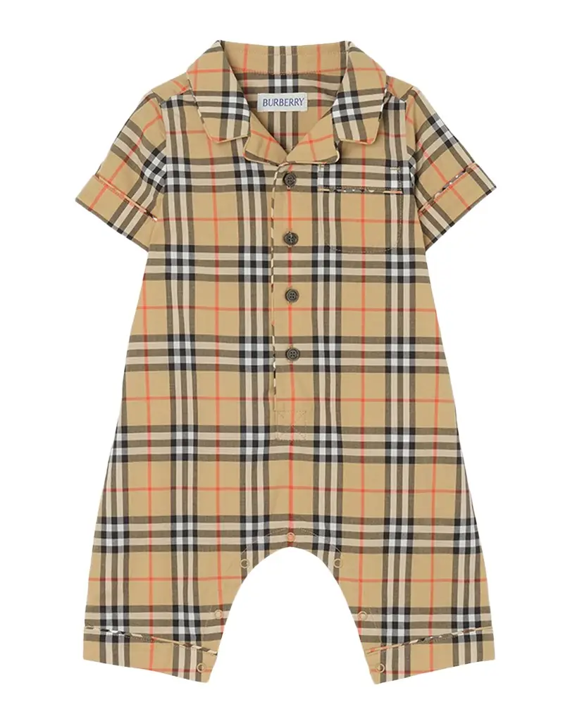 Burberry Boy 's Andreas Check Cotton Shortall, Size 3M-18M