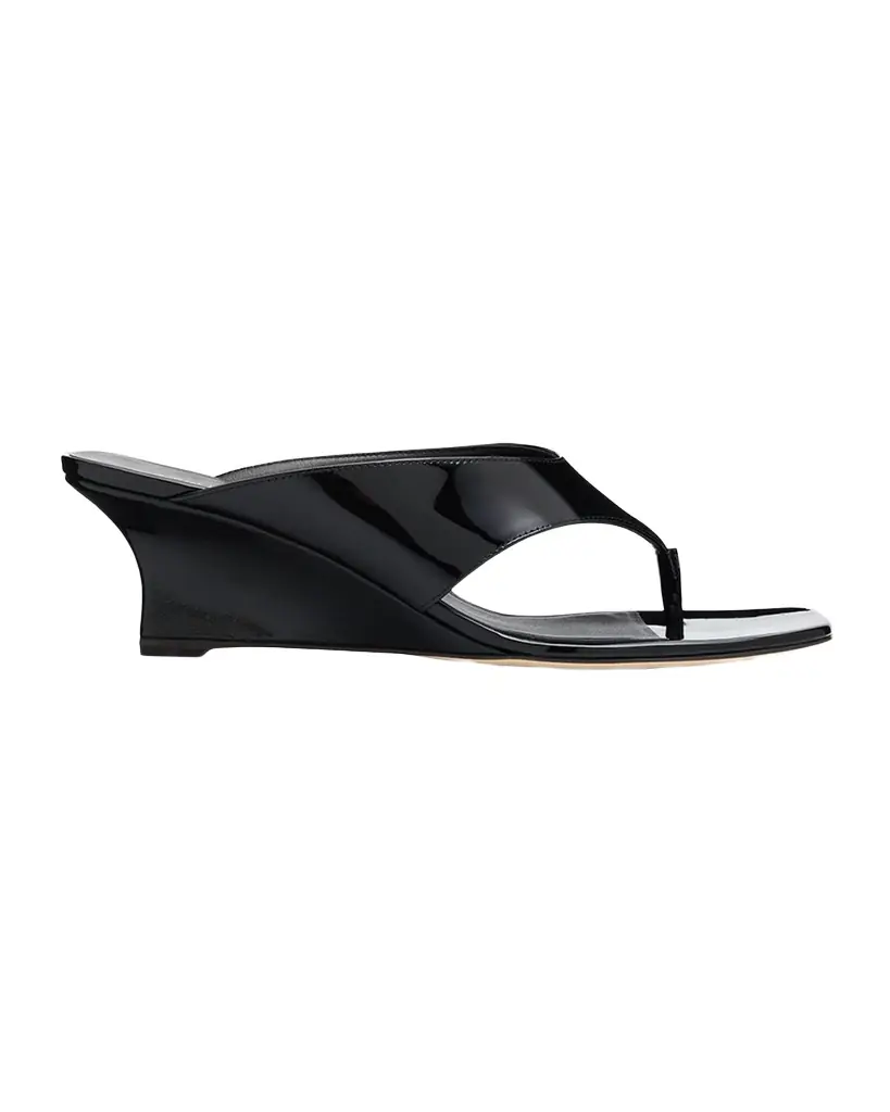 Stuart Weitzman 0mm Vinnie Patent Leather Thong Sandals