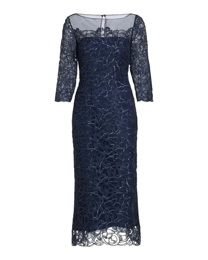 Theia Marbella Beaded Midi-Dress