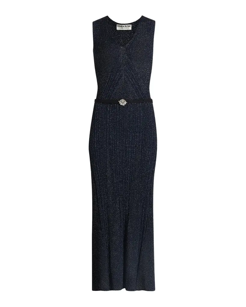 Chiara Boni La Petite Robe Risse Metallic Knit Star Midi-Dress