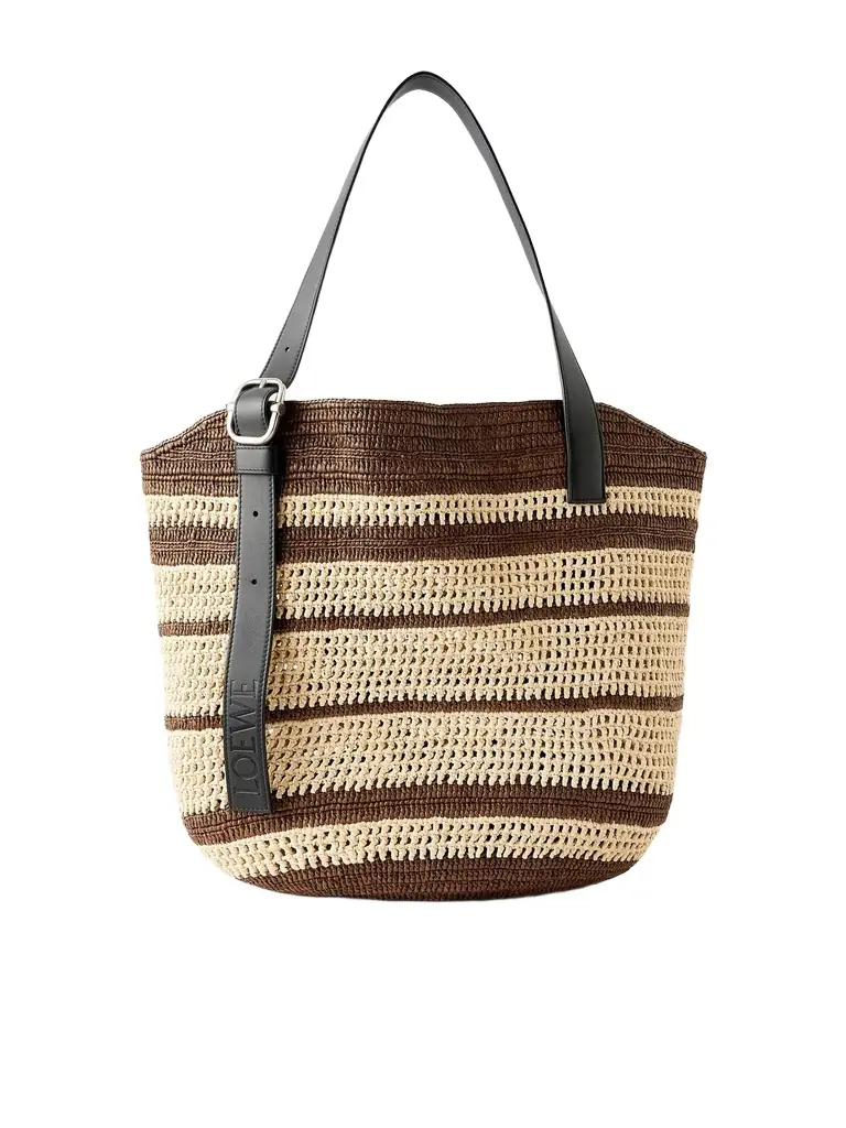 Loewe Paula's Ibiza Loop Basket Leather-Trimmed RaffiaTote Bag - Men