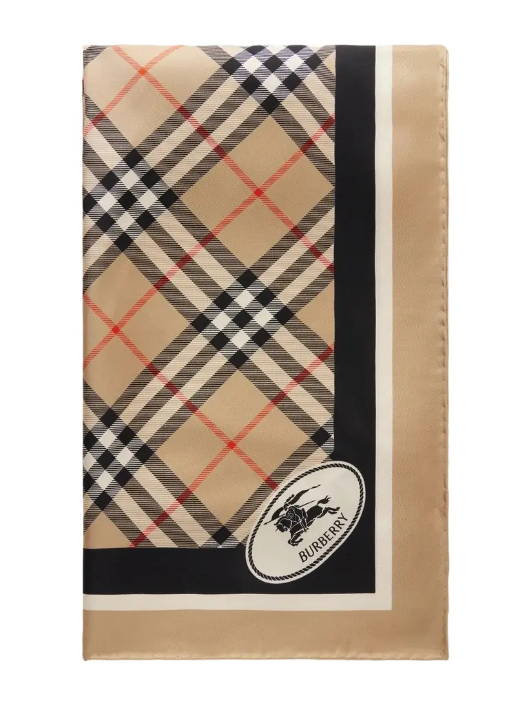 Burberry Logo-Print Checked Silk-Twill Scarf - Men