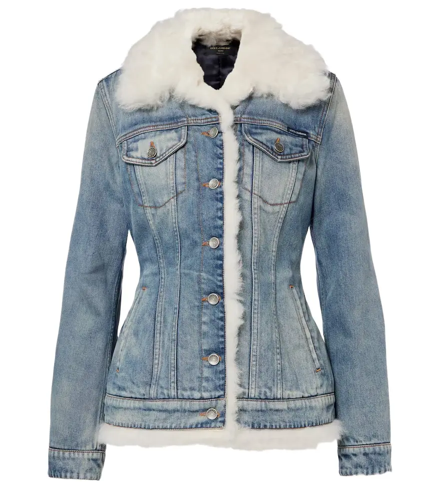 Dolce & Gabbana Shearling-trimmed denim jacket
