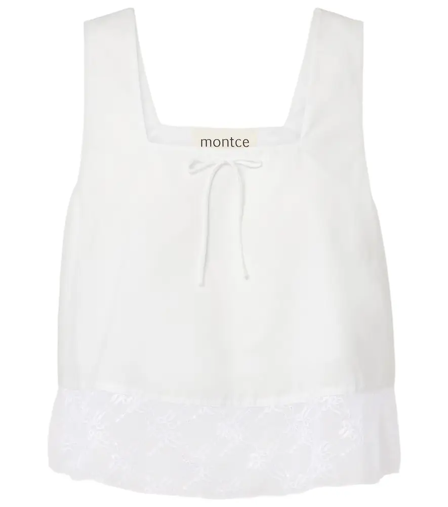Montce Lace-trimmed cotton crop top