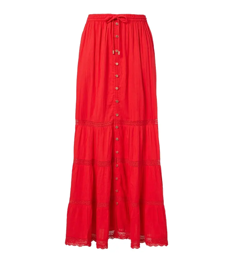 Melissa Odabash Marley crochet-trimmed cotton maxi skirt