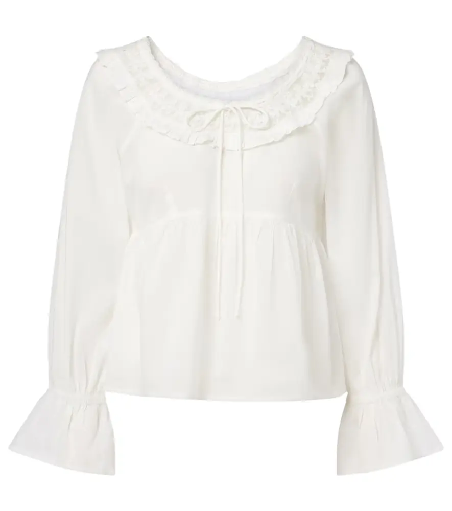 Posse Danielle lace-trimmed cotton blouse