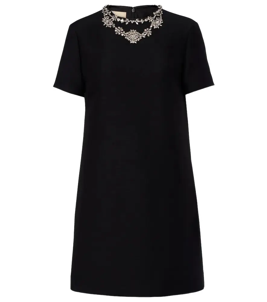 Valentino Crepe Couture embellished wool and silk minidress