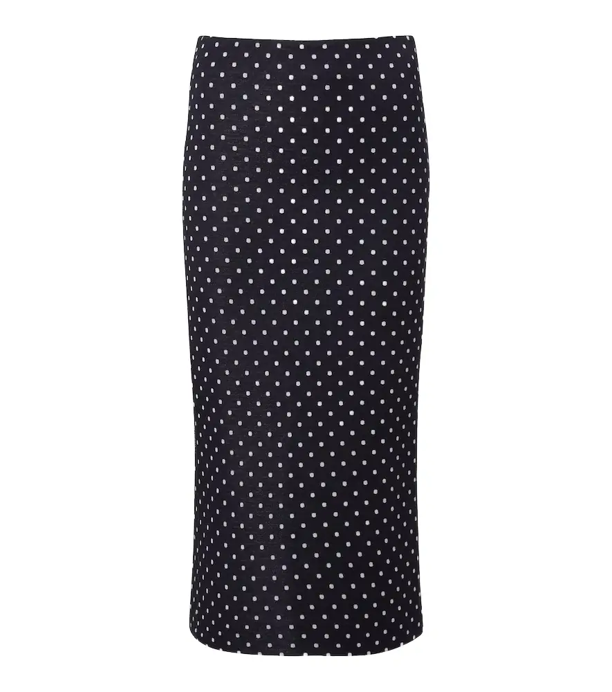 Max Mara Polka-dot jersey midi skirt