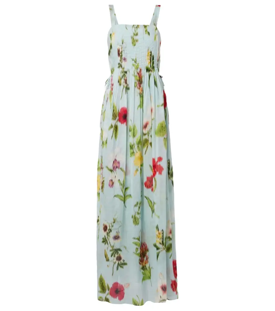 Oscar de la Renta Belted floral voile maxi dress