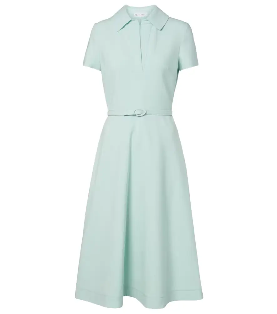 Oscar de la Renta Belted wool-blend midi dress