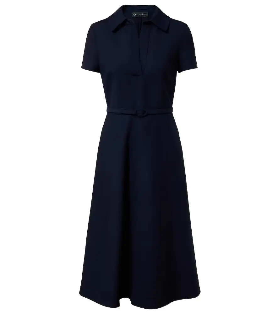 Oscar de la Renta Belted wool-blend midi dress