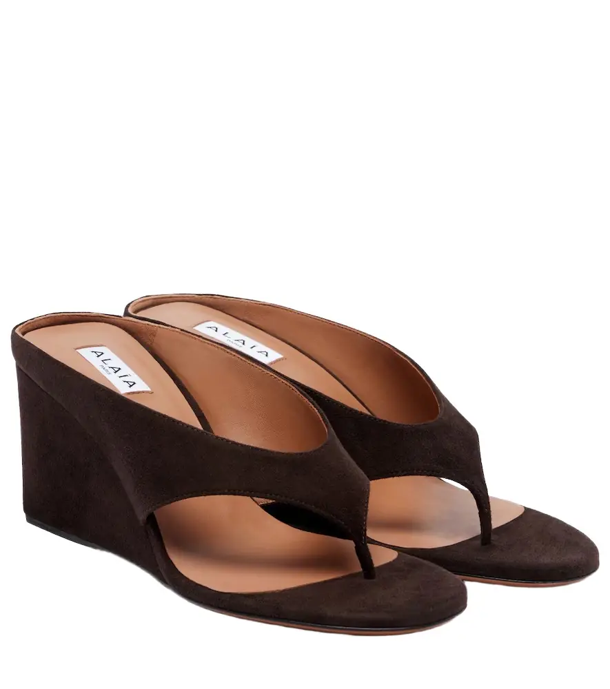 Alaia Alaïa Cube suede wedge sandals