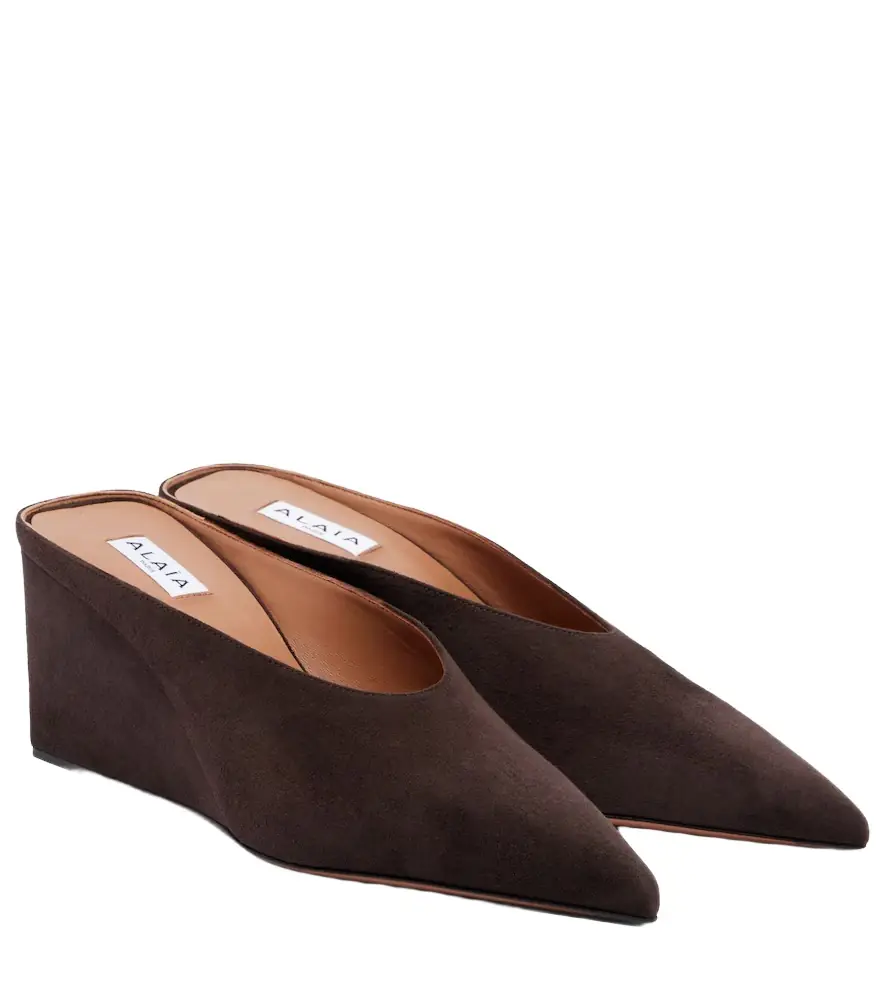 Alaia Alaïa Cube suede wedge mules