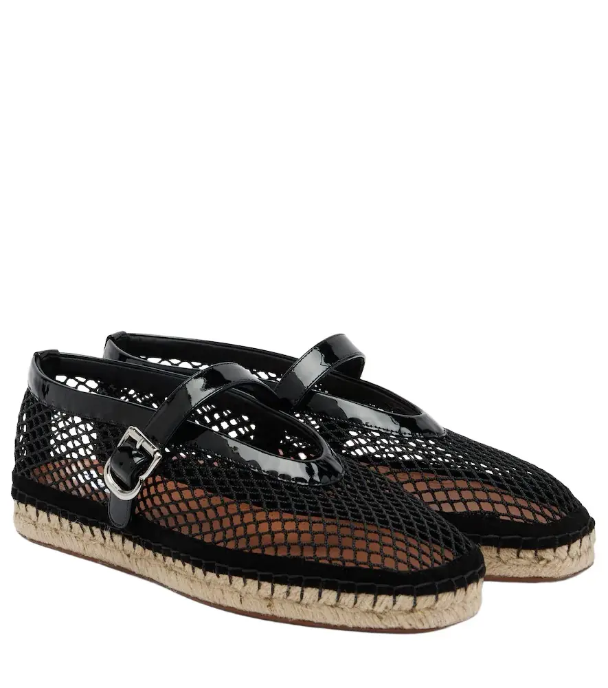 Alaia Alaïa Fishnet leather-trimmed espadrilles