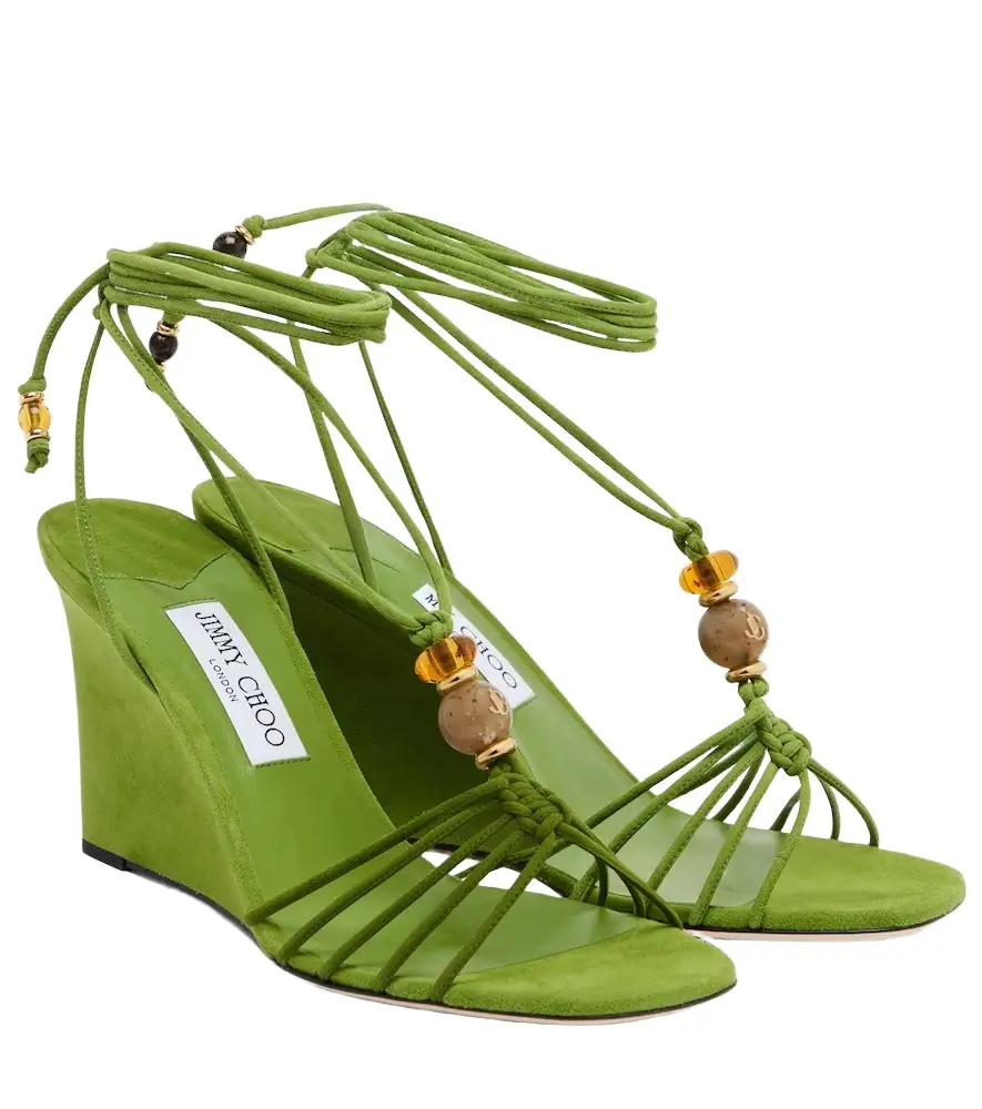 Jimmy Choo Lola embellished suede wedge sandals