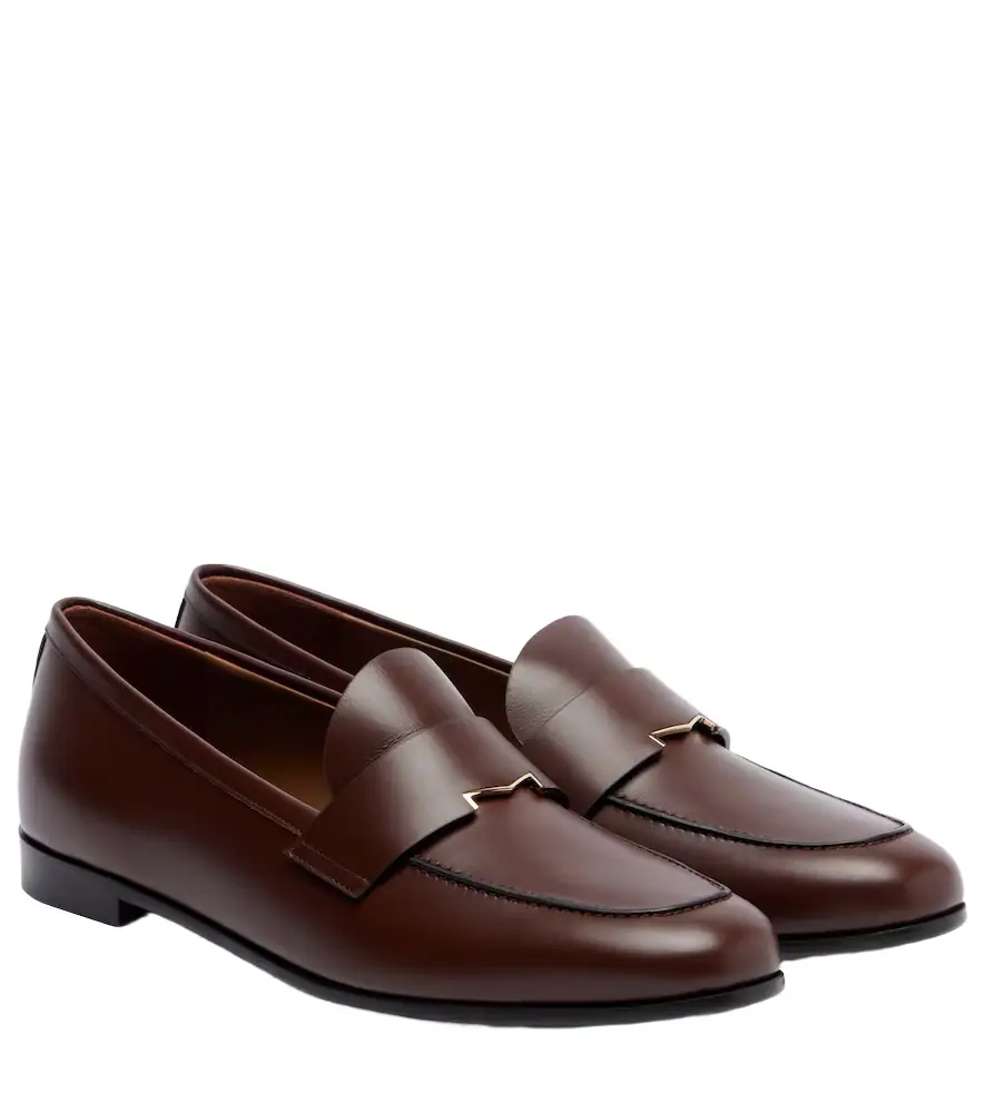 Max Mara Embellished leather penny loafers