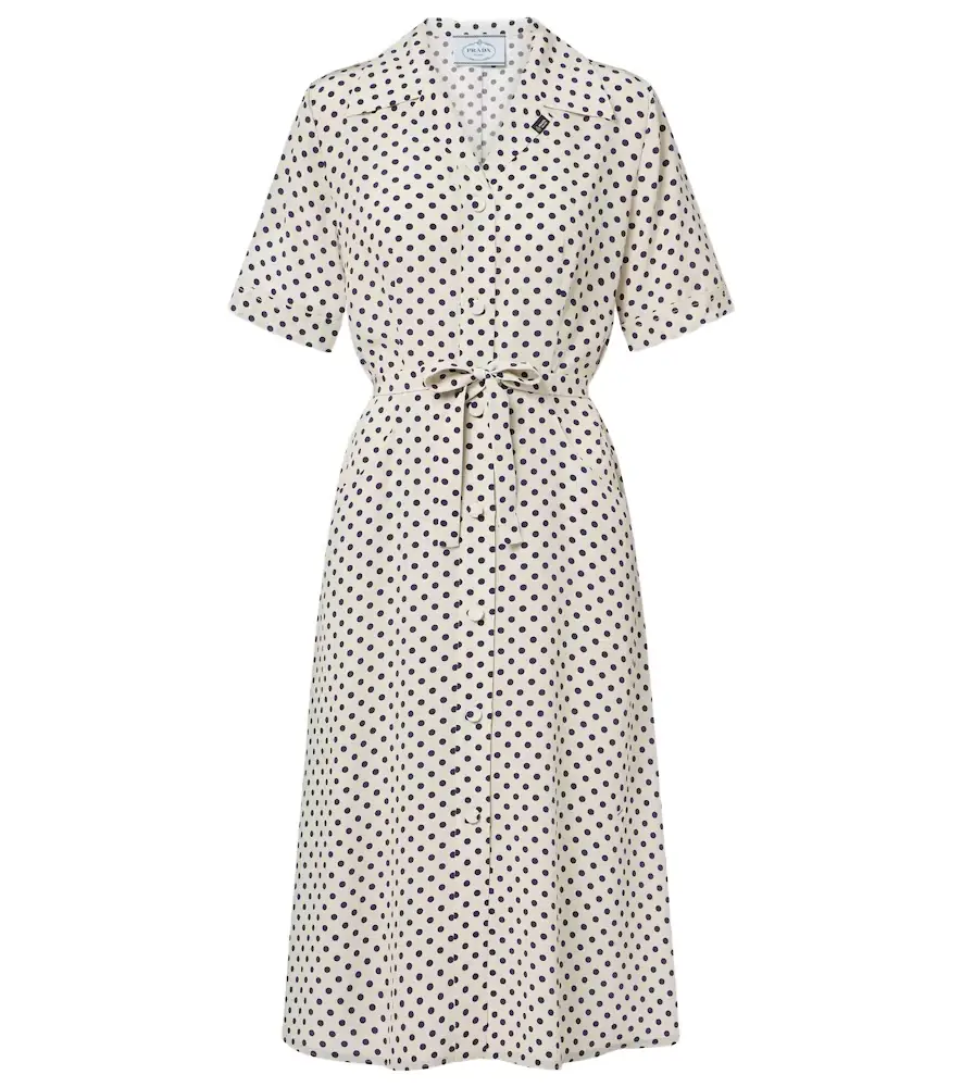 Prada Polka-dot silk shirt dress