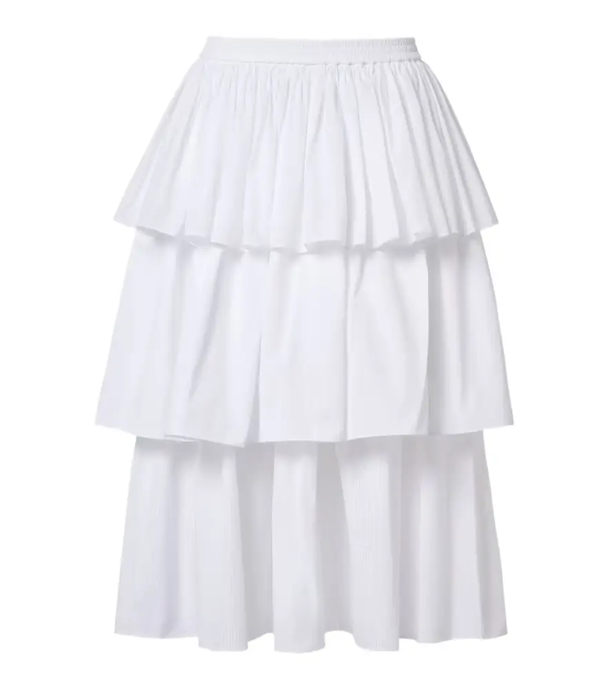 Alaia Alaïa Ruffled tiered cotton midi skirt
