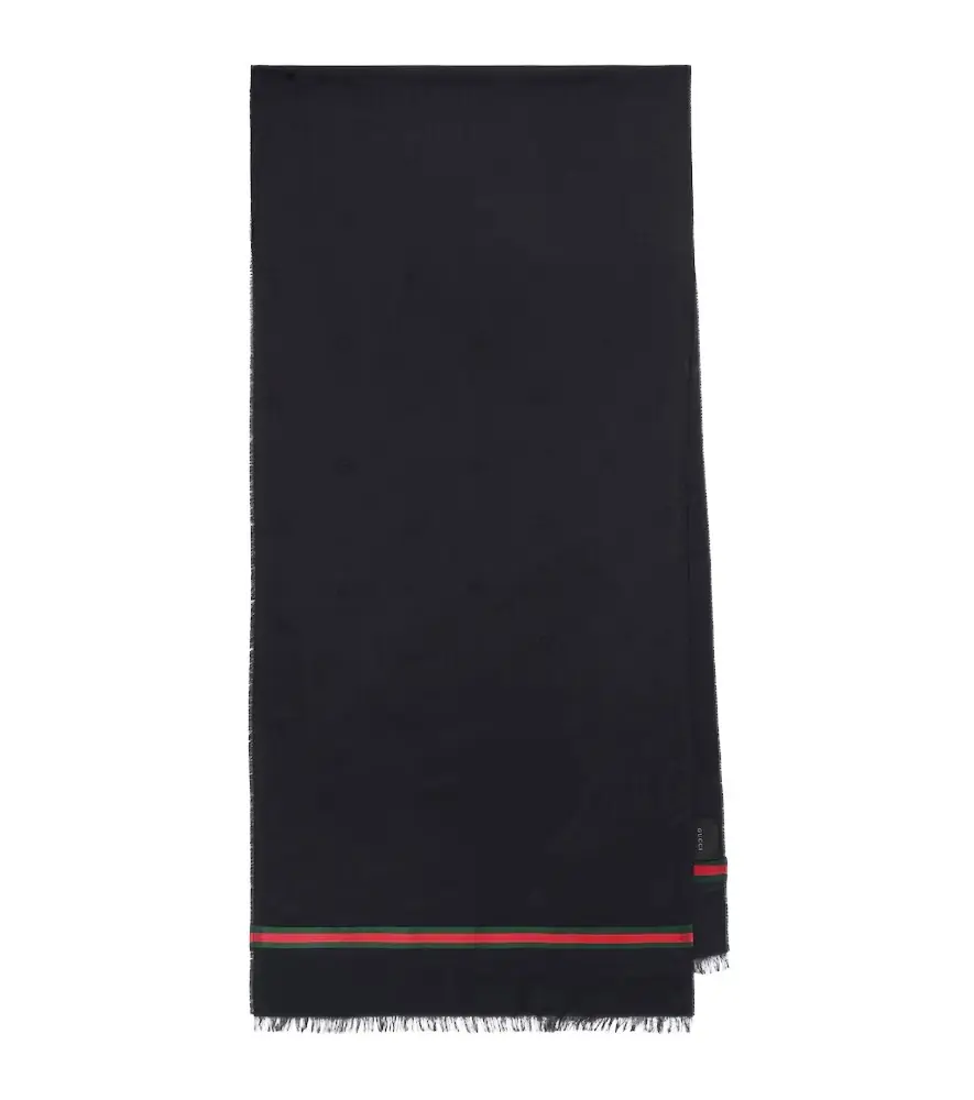 Gucci Web Stripe wool and silk scarf