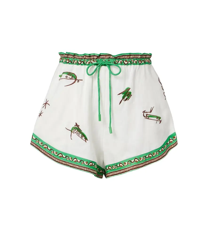 Alemais Alémais Wanda embroidered linen shorts