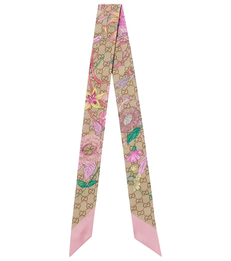 Gucci GG floral silk twill scarf