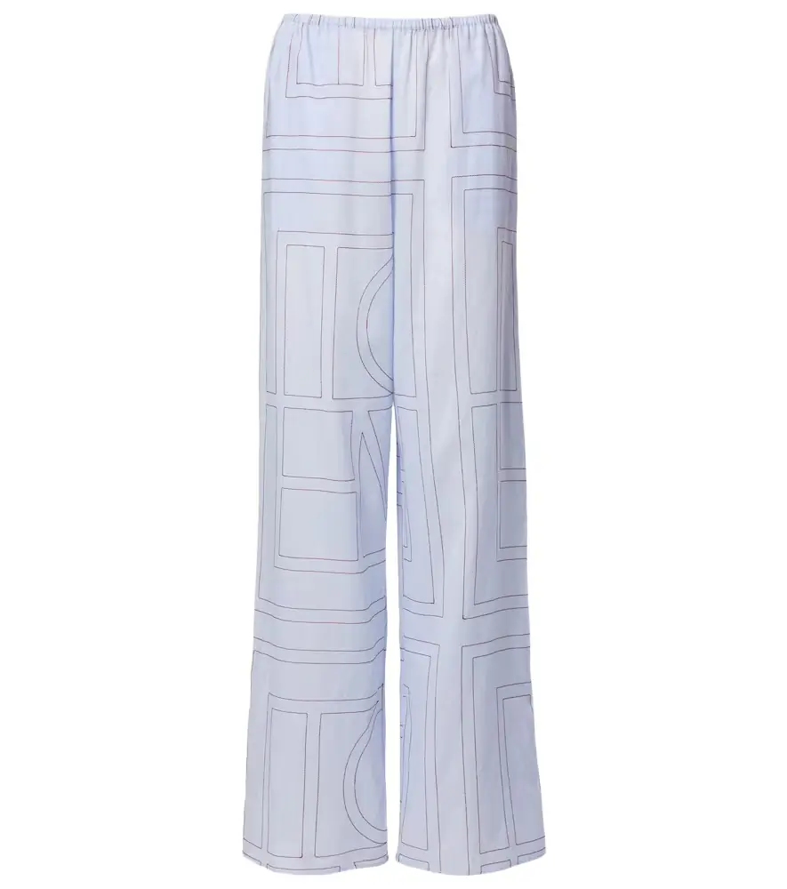 Toteme Embroidered cotton-blend poplin pajama pants