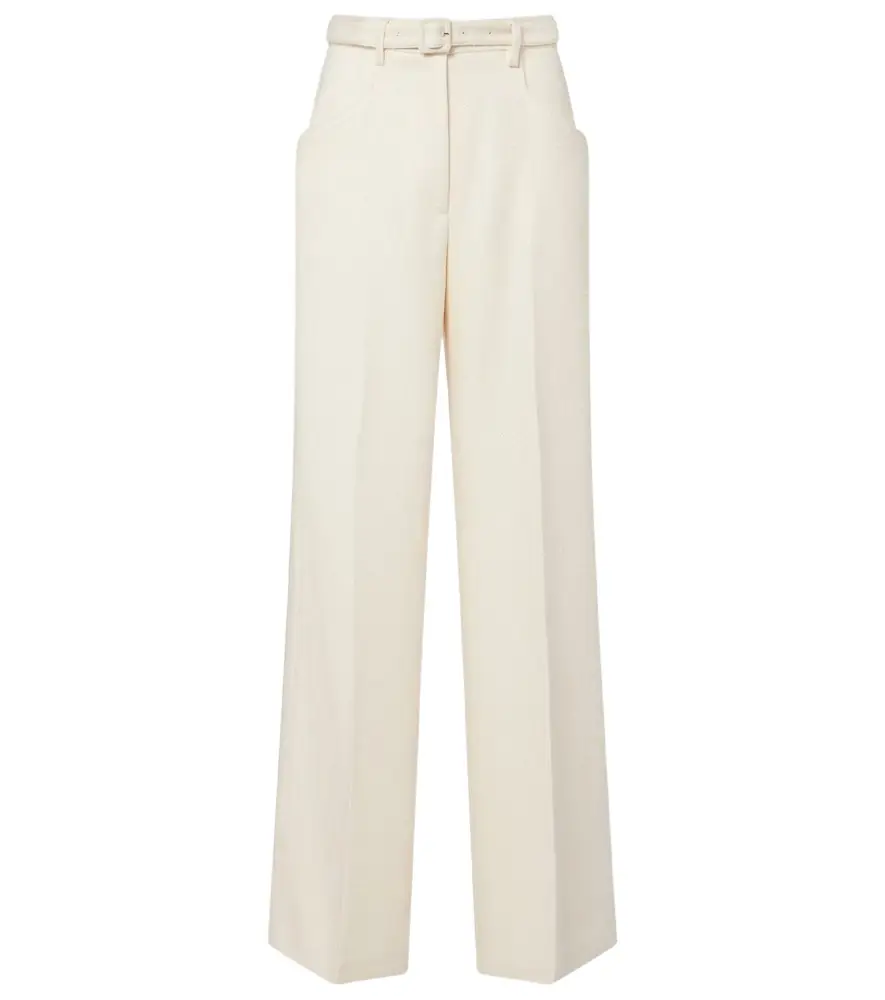 Gabriela Hearst Norman belted silk and wool wide-leg pants