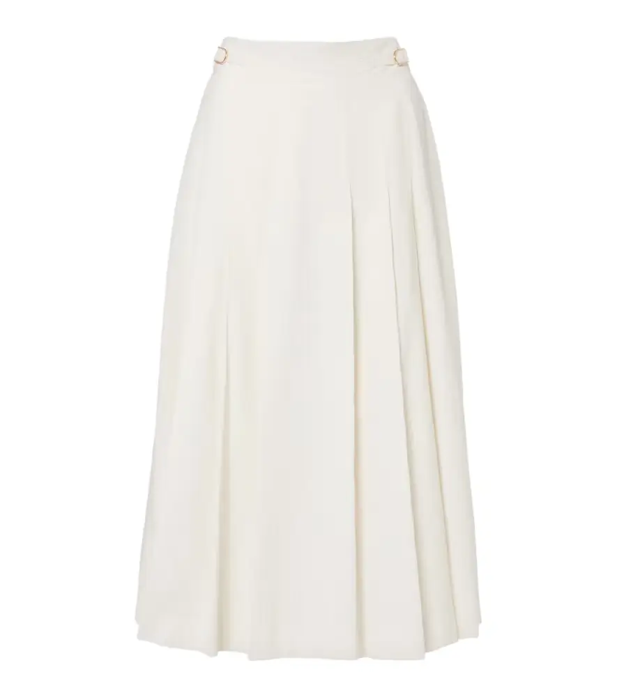 Gabriela Hearst Wesley pleated cotton corduroy midi skirt