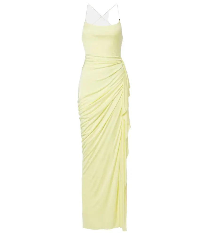 Versace Medusa draped jersey gown