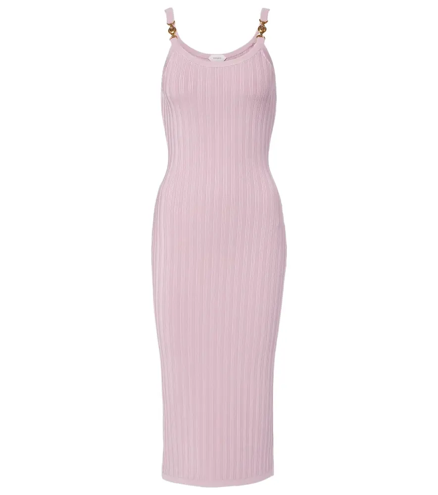 Versace Medusa ribbed-knit midi dress