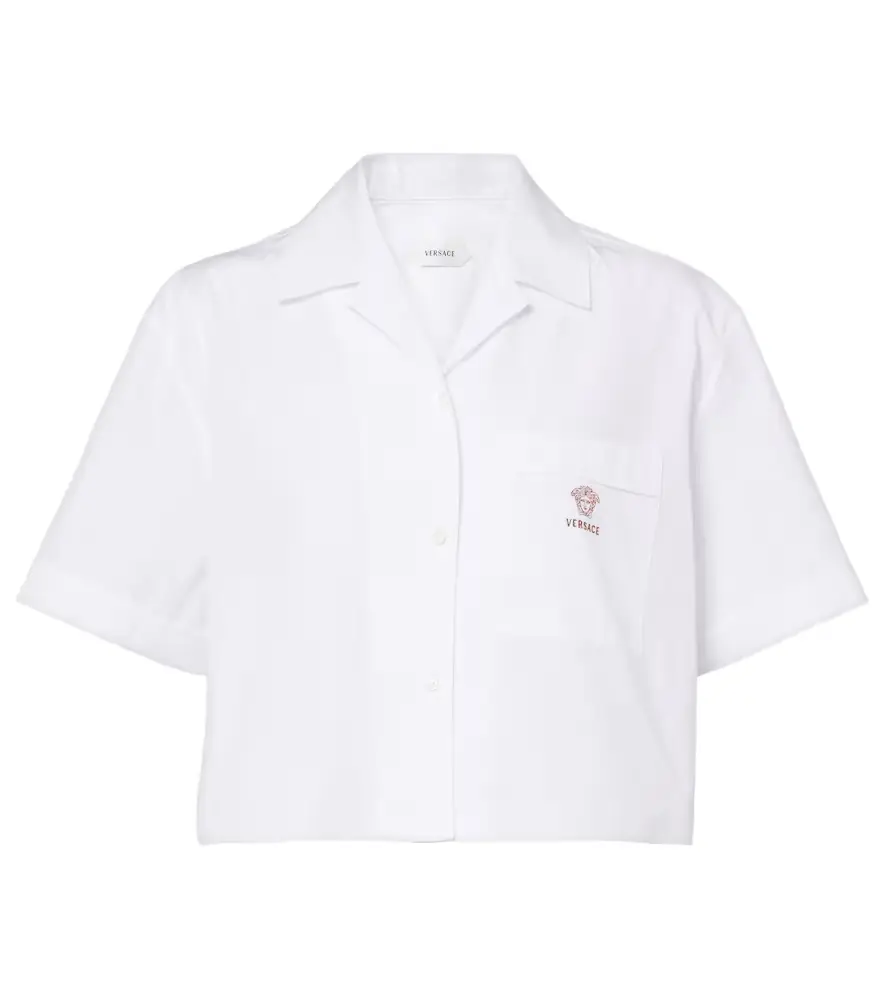 Versace Cropped cotton poplin shirt