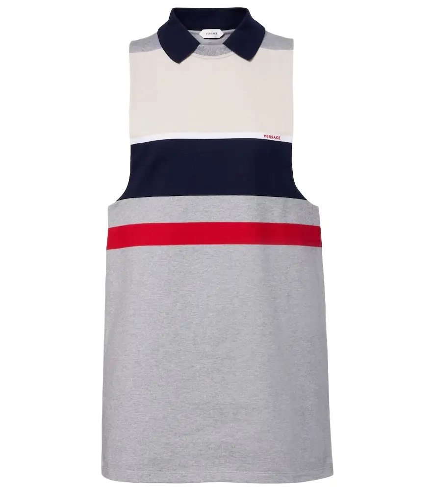 Versace Striped cotton jersey polo dress