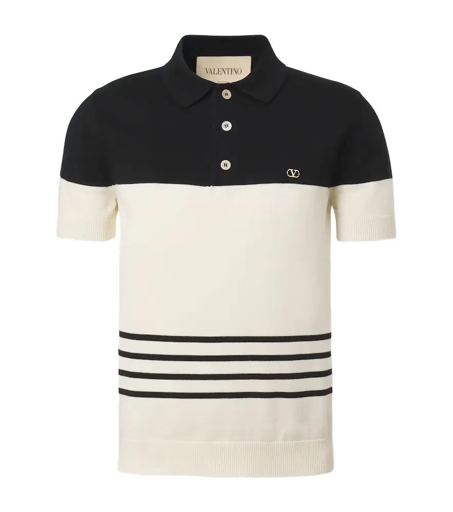 Valentino VLogo striped cotton polo sweater