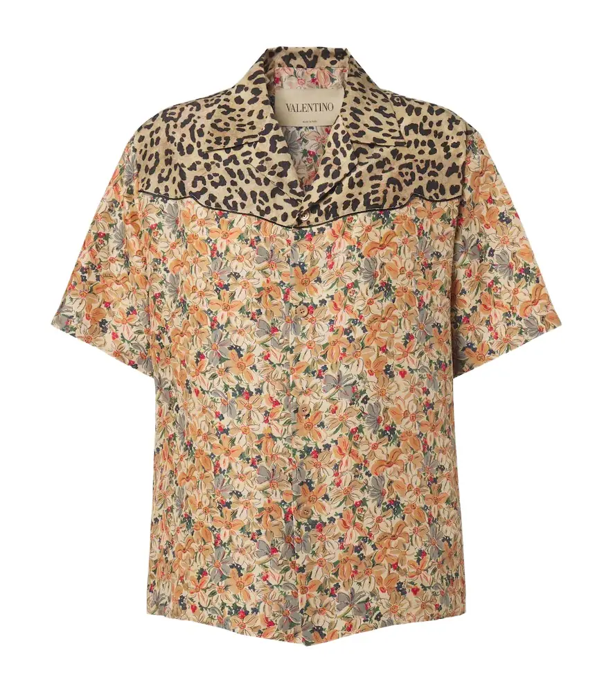 Valentino Printed silk bowling shirt