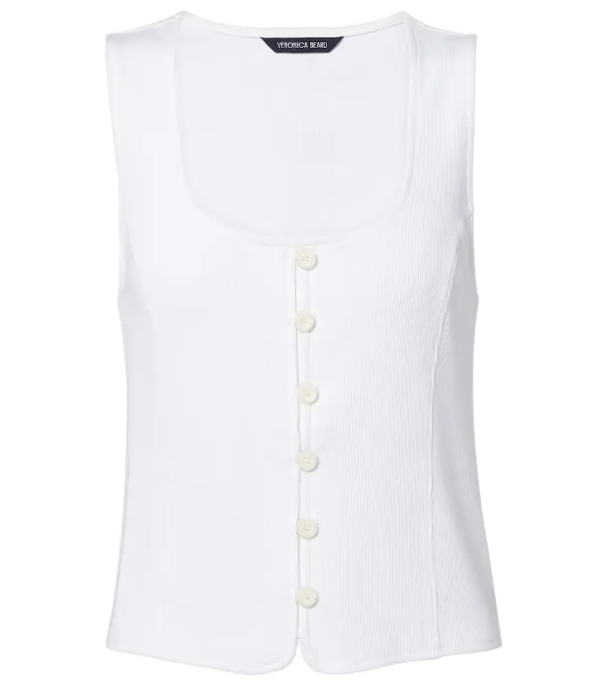 Veronica Beard Quenby ribbed-knit cotton-blend top