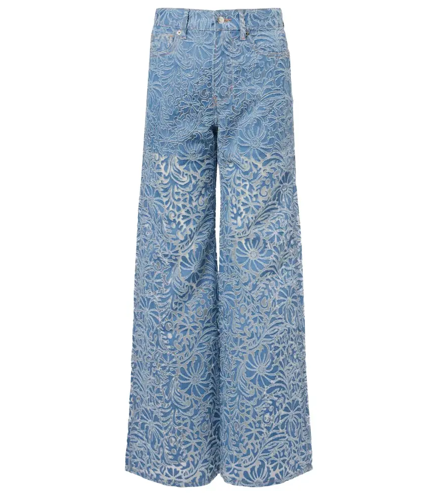 Veronica Beard Taylor floral wide-leg jeans